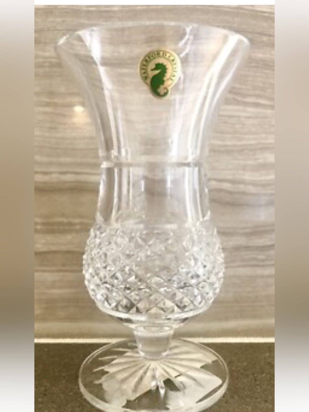 Waterford Clear Crystal Cut-Paneled Hurricane Vase